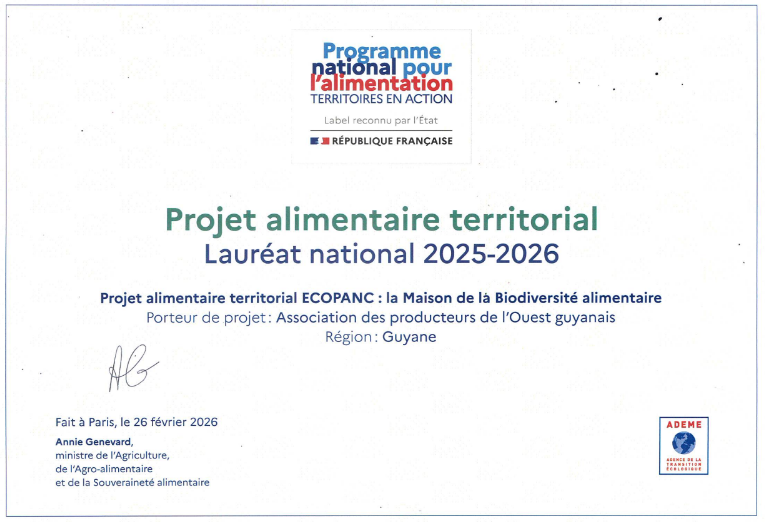 Le Projet Alimentaire Territorial de Saint-Laurent-du-Maroni officiellement reconnu